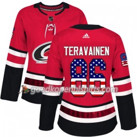 Carolina Hurricanes Teuvo Teravainen 86 Adidas 2017-2018 Rood USA Flag Fashion Authentic Shirt - Dames